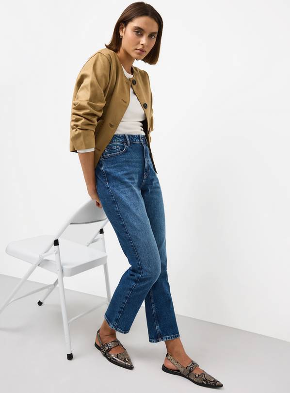 Dark Rinse Stovepipe Straight Denim Jeans 12R